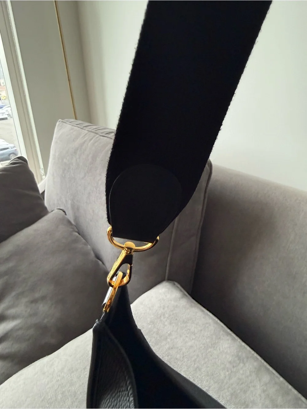 Hermes Black Perforated H Messenger Bag with Gold Hardware